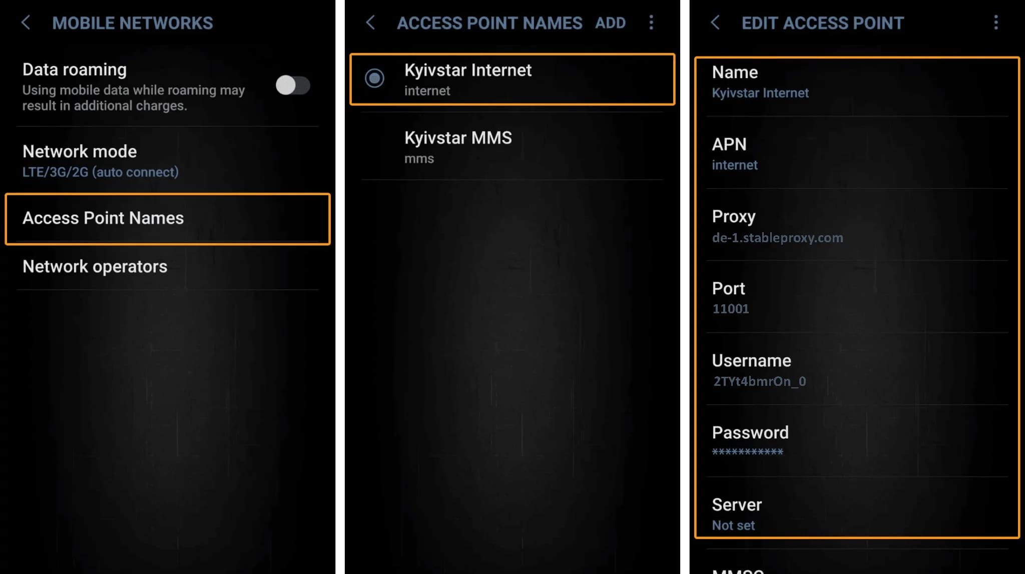 How to configure proxy settings on an Android device