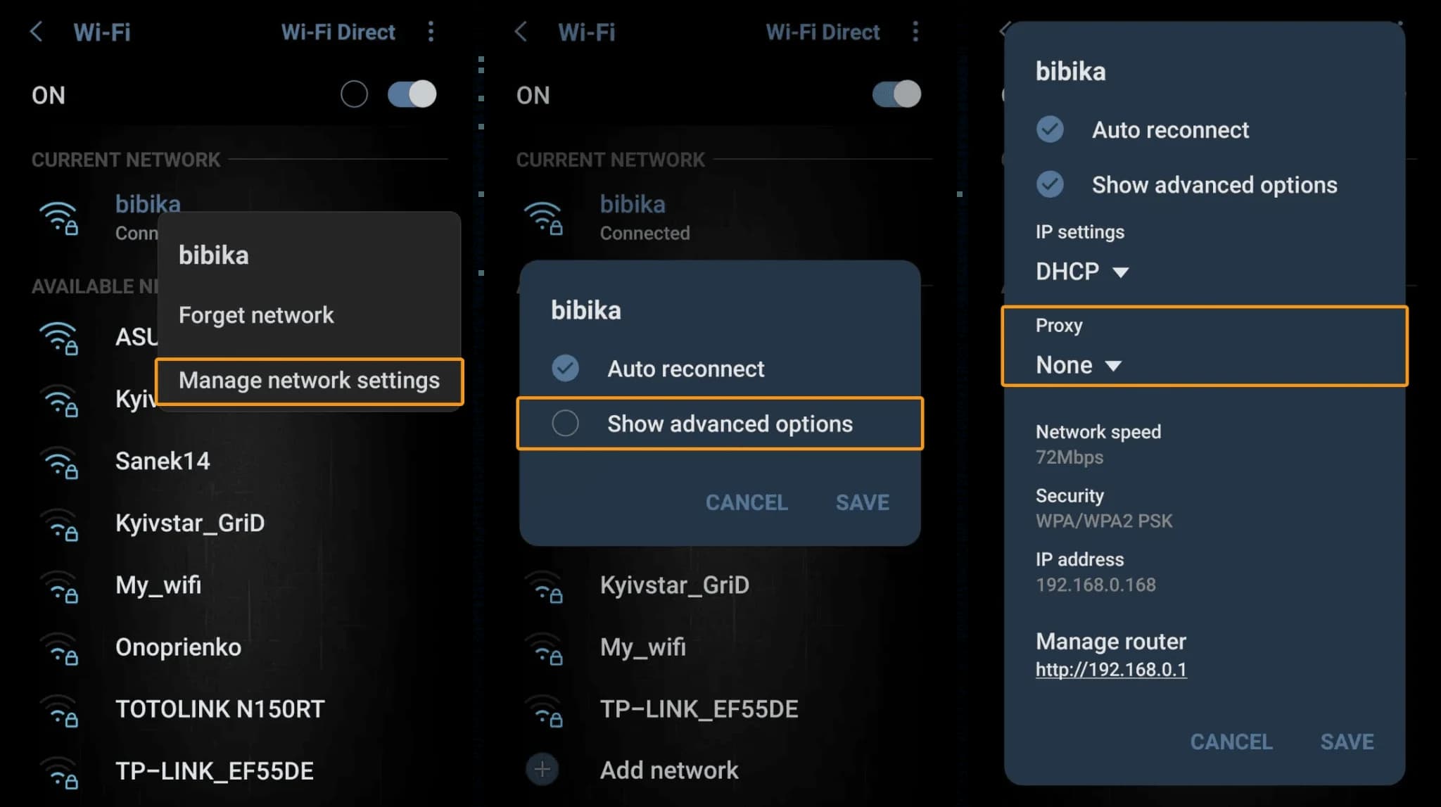 How to configure proxy settings on an Android device