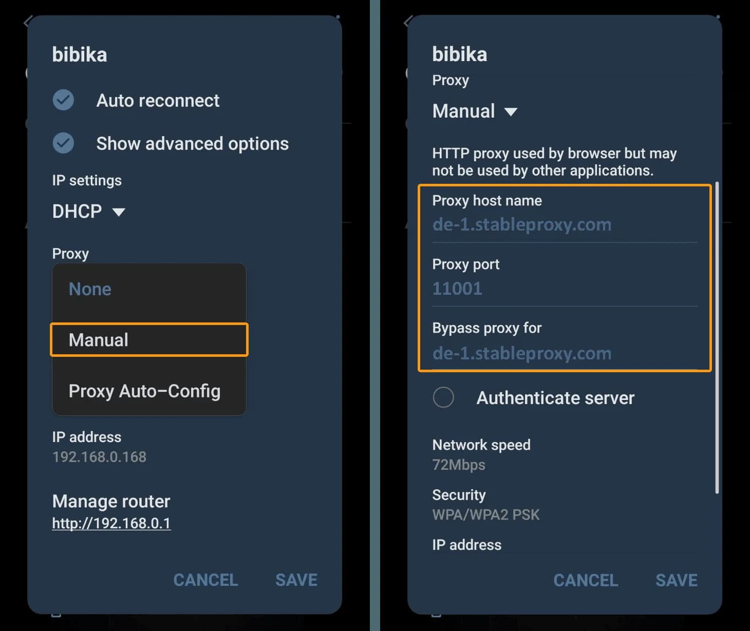 How to configure proxy settings on an Android device