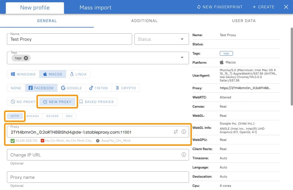 Configuring proxy settings in Dolphin Anty