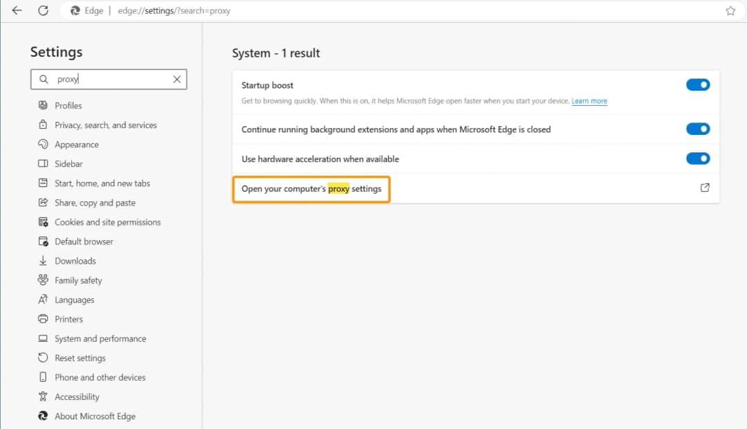 A quick and easy guide to setting up a proxy server in Edge Browser