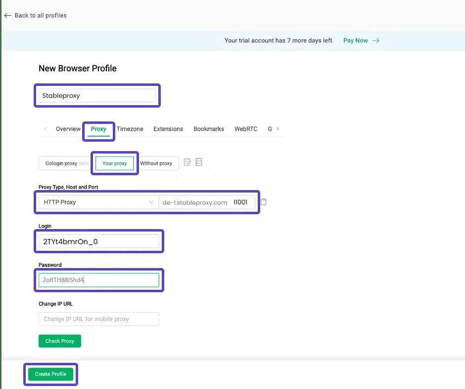 Integracja serwera proxy z GoLogin