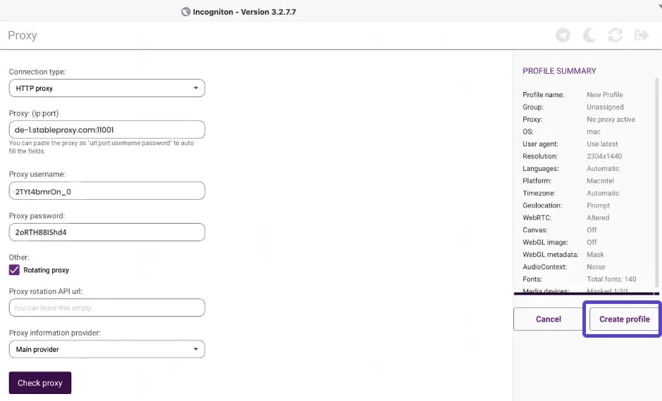 Setting Up a Proxy in Incogniton Browser