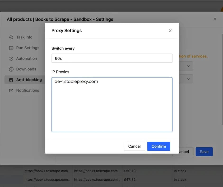 Configuring proxy servers with Octoparse