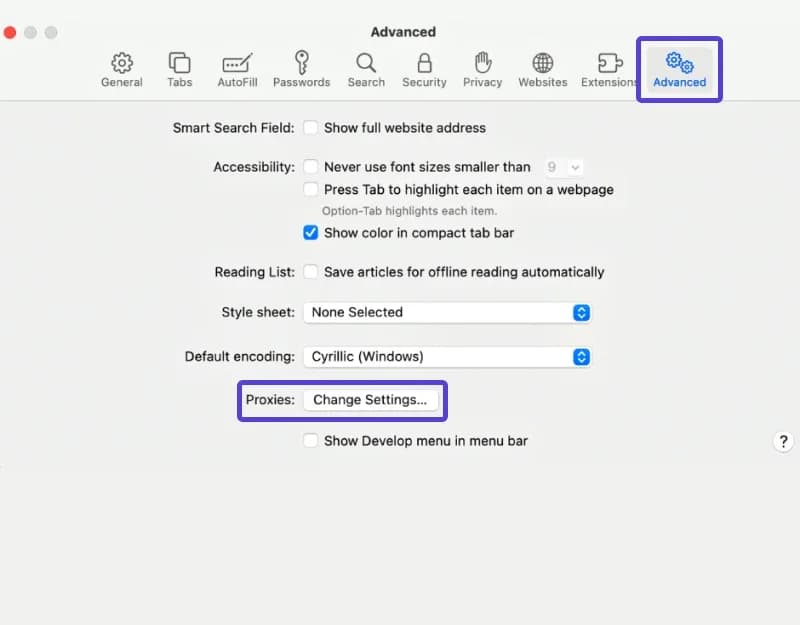 How to set up proxy servers in Safari on macOS