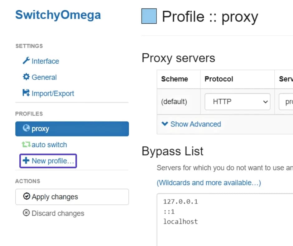 Integracja proxy z SwitchyOmega