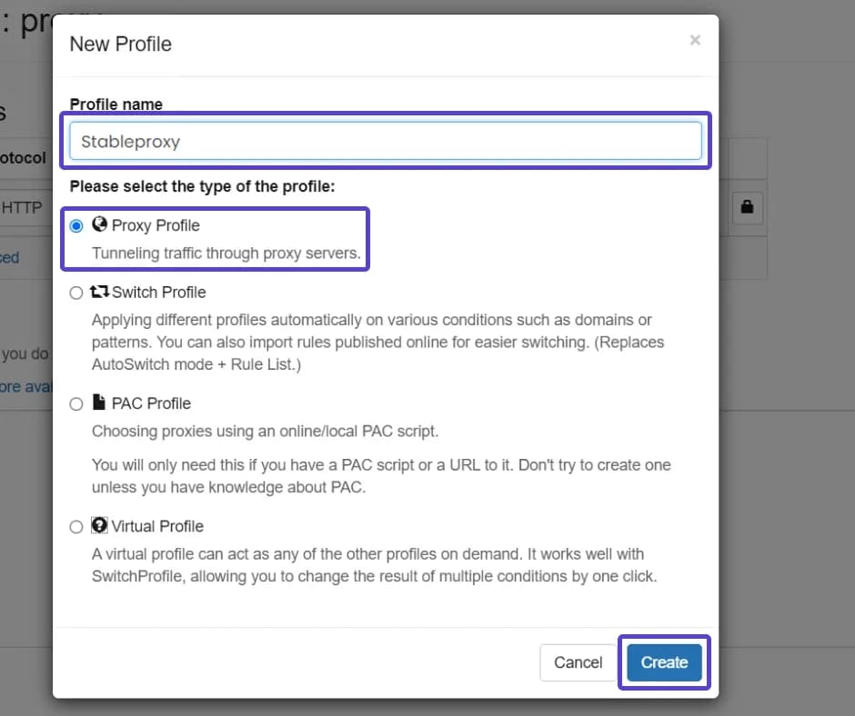 Integracja proxy z SwitchyOmega