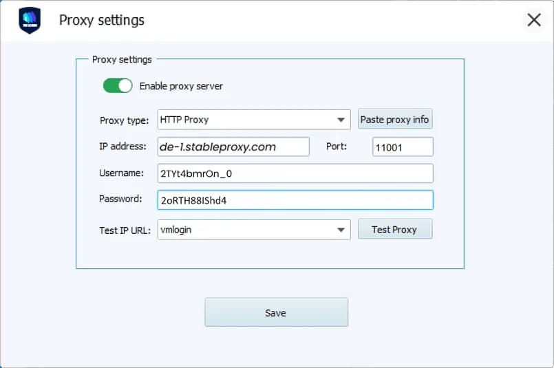 Integracja Stableproxy z VMLogin